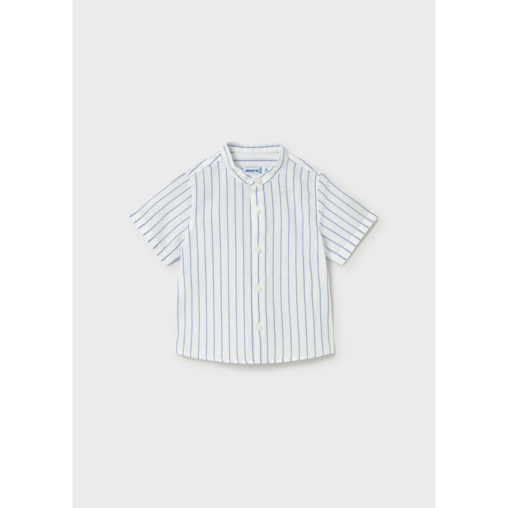 Camicia in lino con collo alla coreana neonato