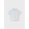 Camicia in lino con collo alla coreana neonato
