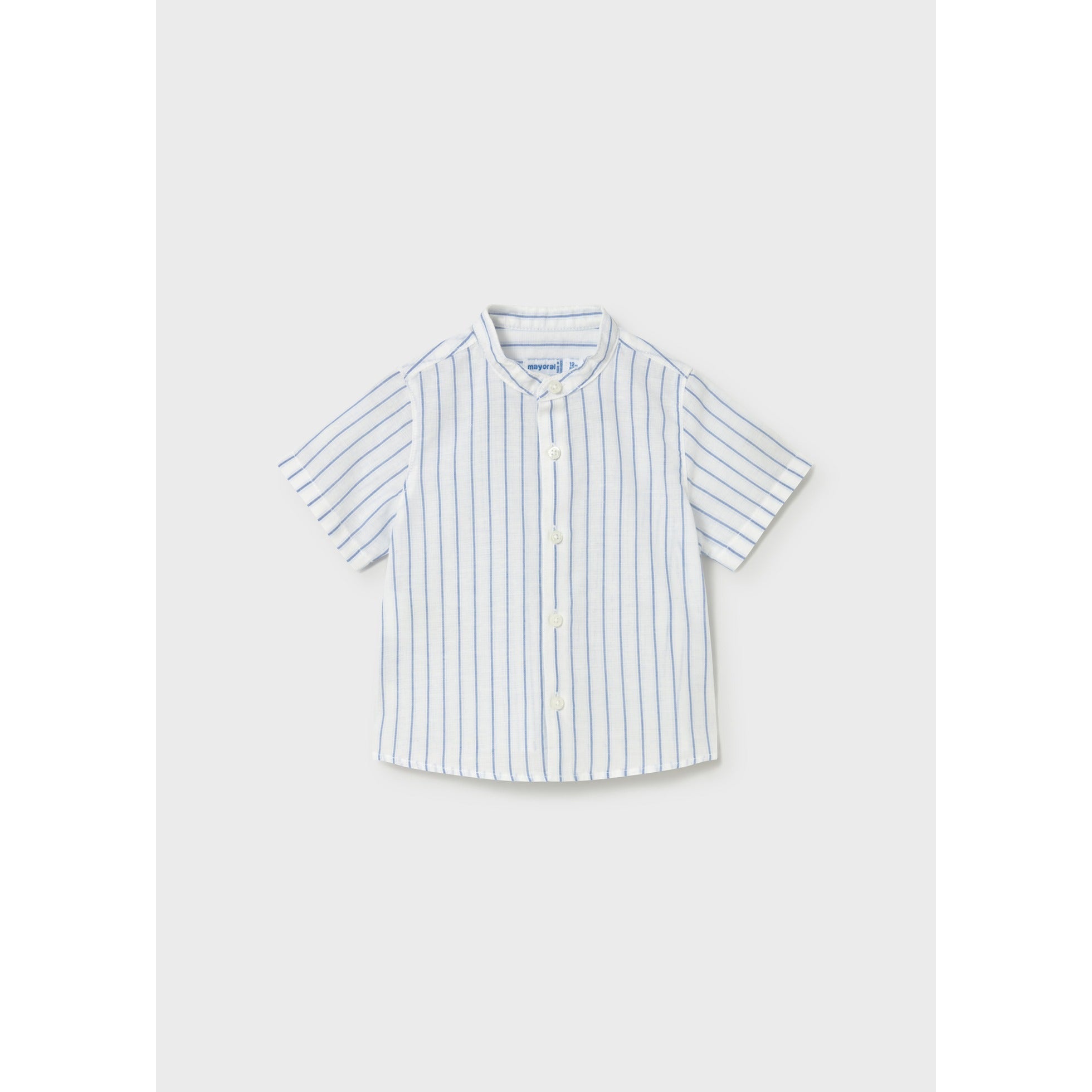 Camicia in lino con collo alla coreana neonato