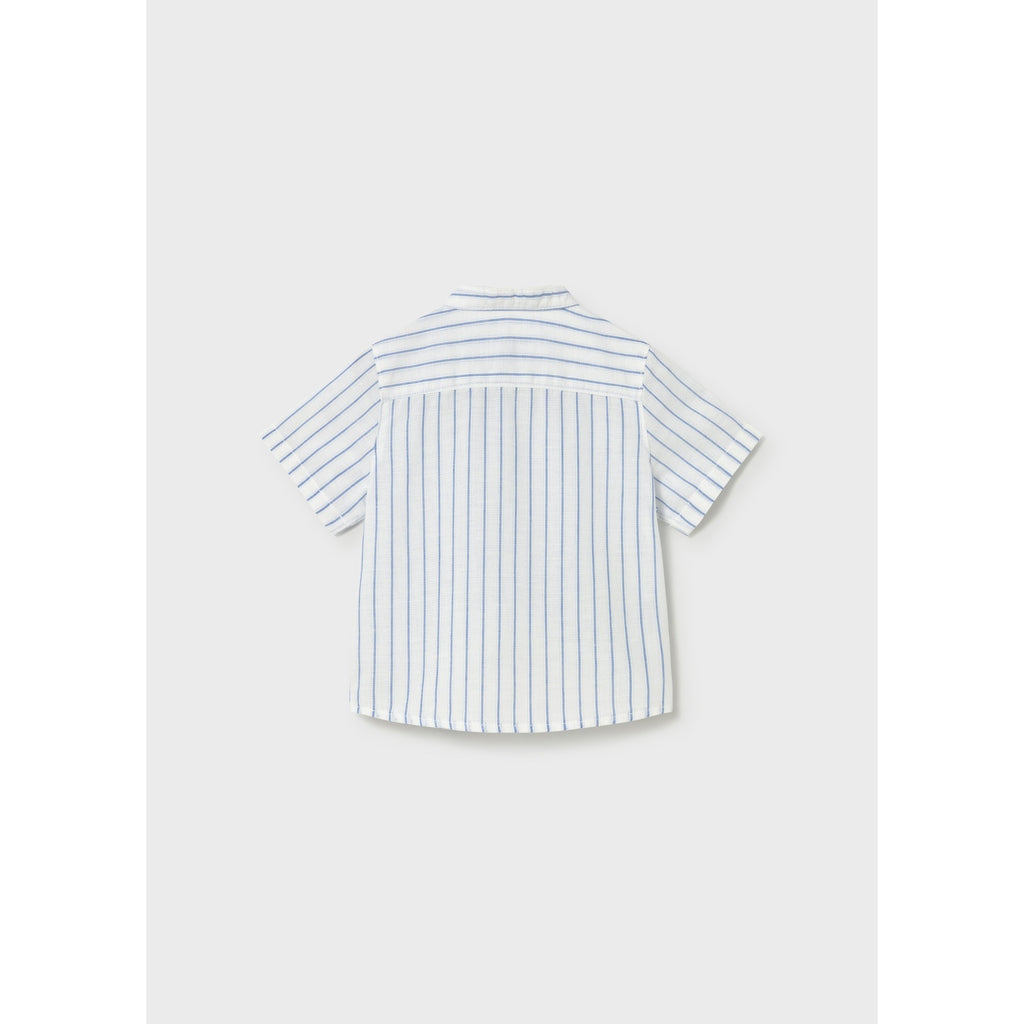 Camicia in lino con collo alla coreana neonato