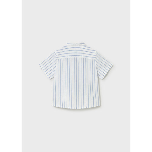 Camicia in lino con collo alla coreana neonato