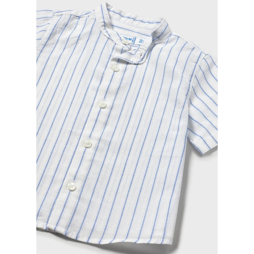 Camicia in lino con collo alla coreana neonato