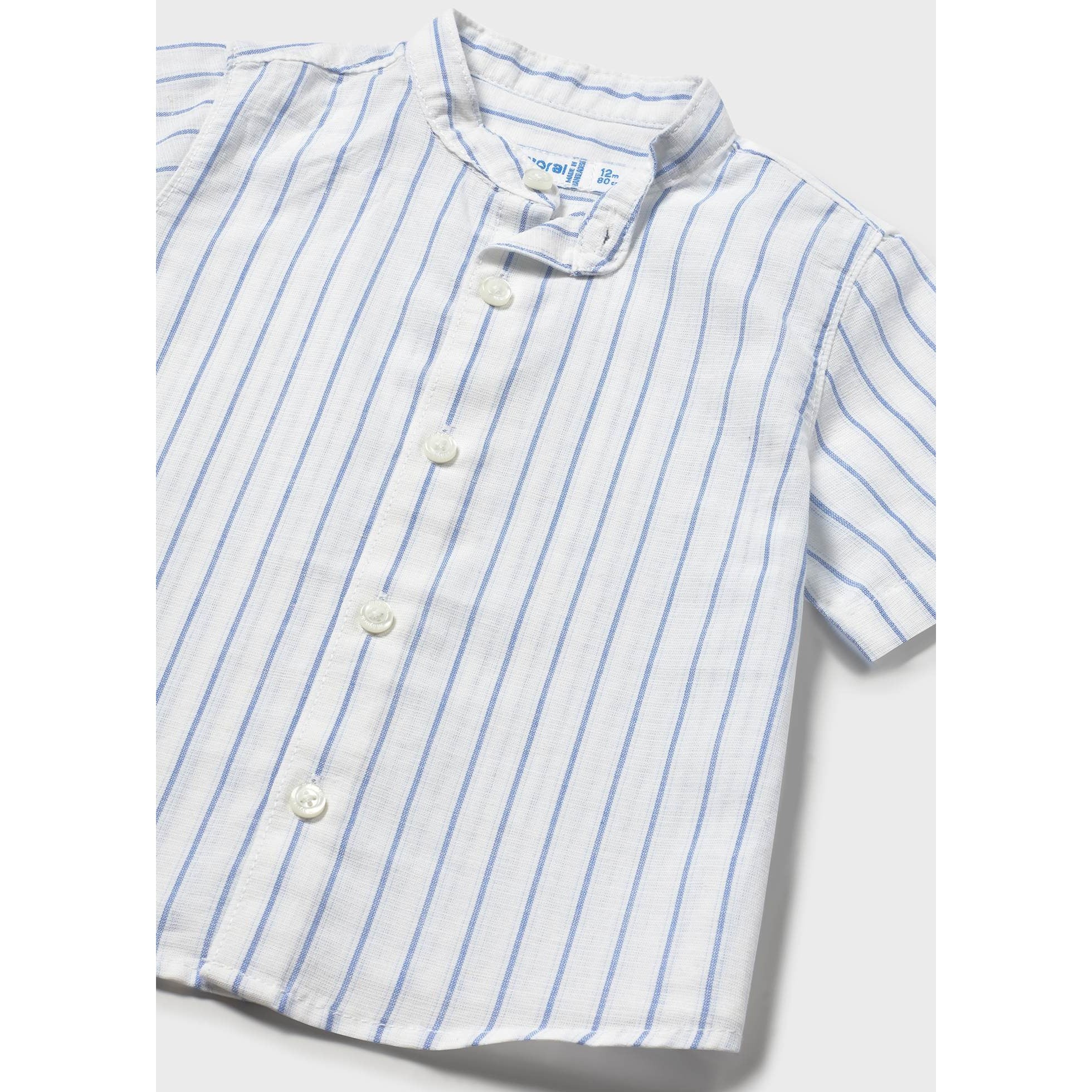 Camicia in lino con collo alla coreana neonato