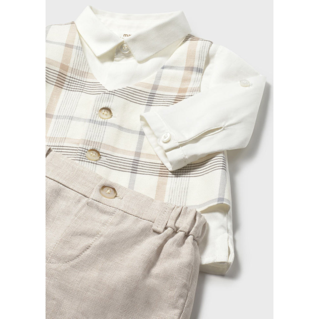 Completo pantaloncino e camicia con gilet neonato