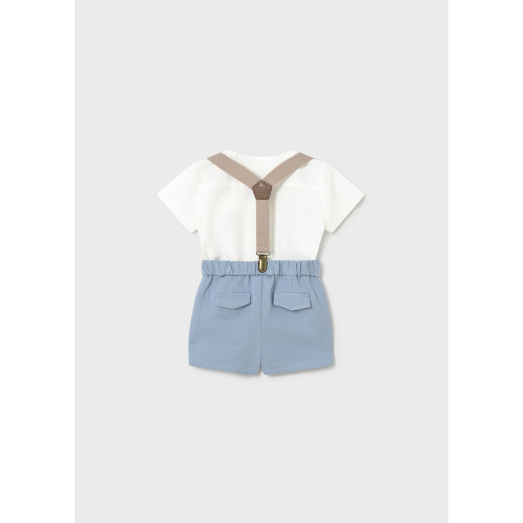 Completo pantaloncino bretelle e camicia neonato