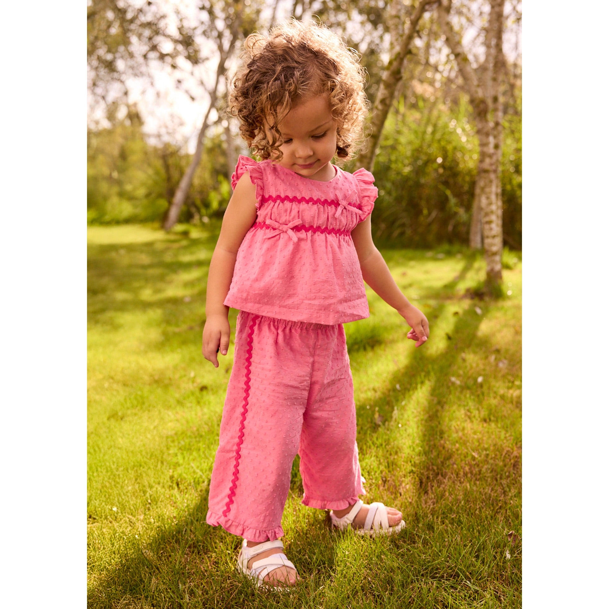Completo con volant pantalone e blusa neonata