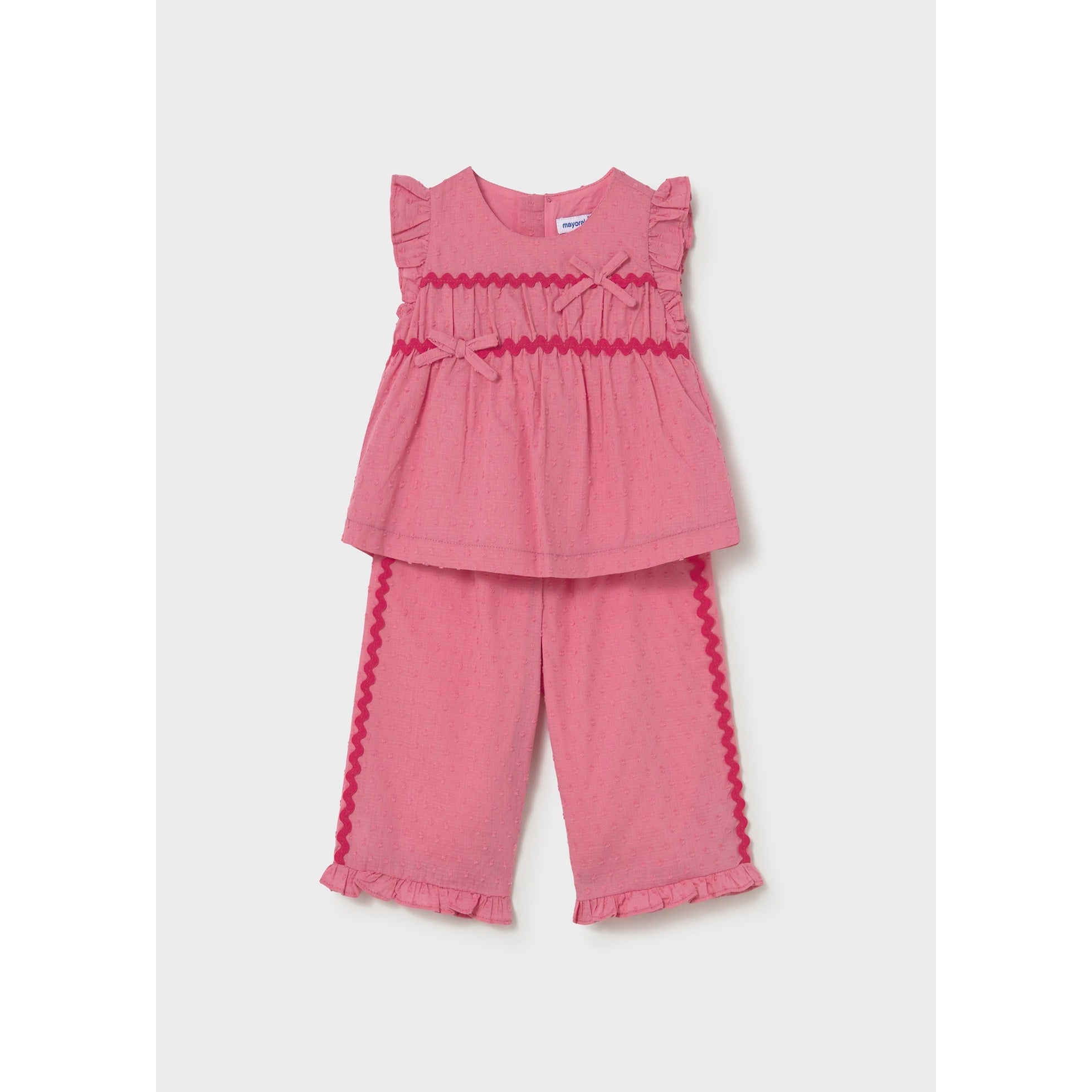 Completo con volant pantalone e blusa neonata