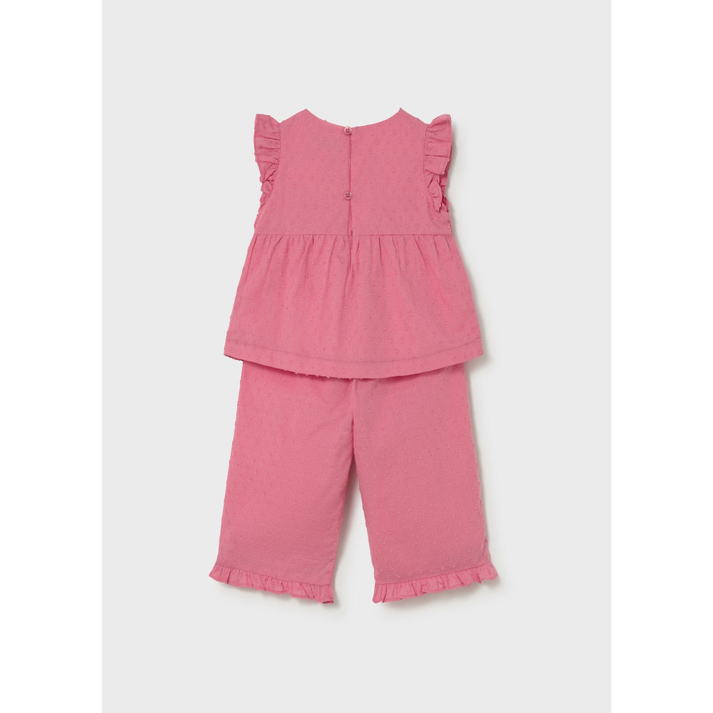 Completo con volant pantalone e blusa neonata