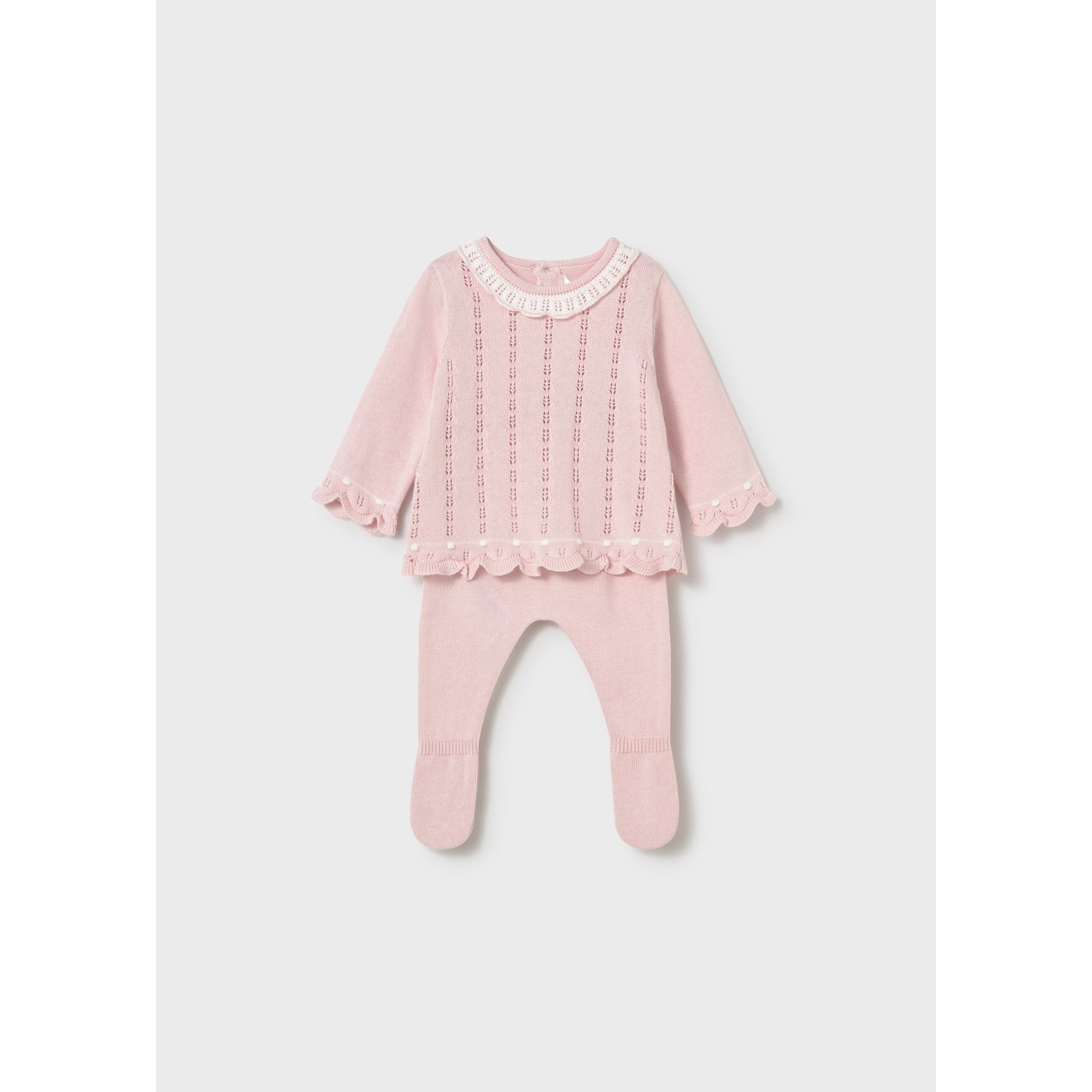 Completo ghettina e maglioncino tricot neonata