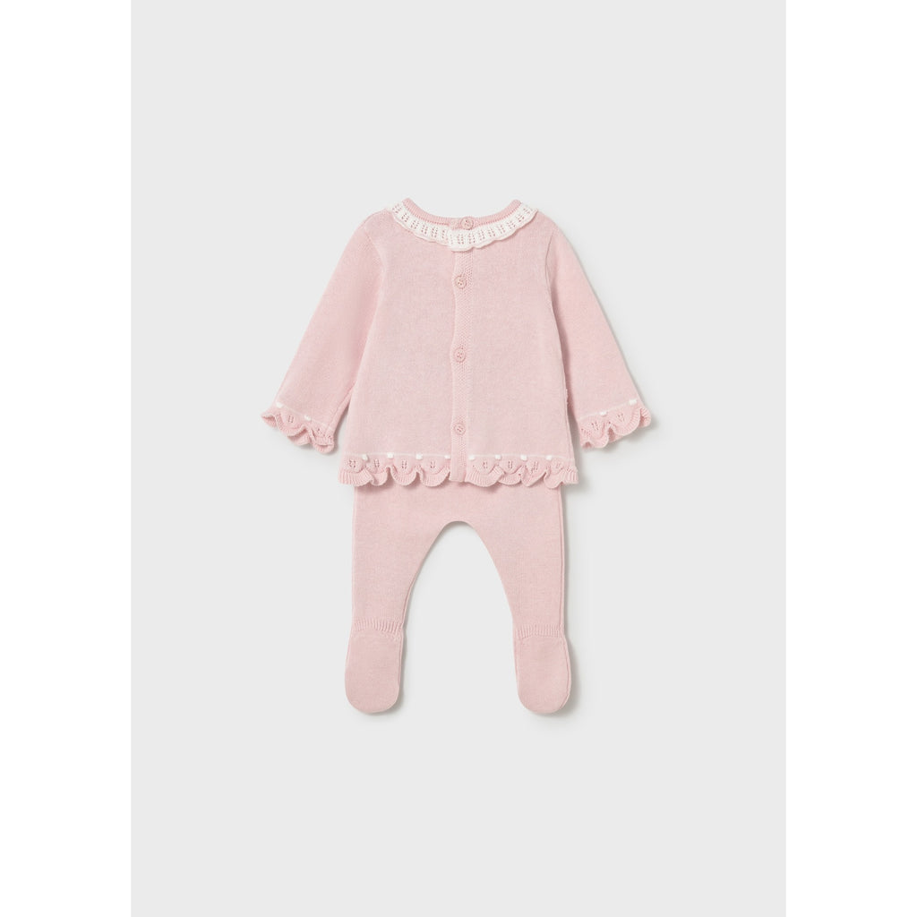 Completo ghettina e maglioncino tricot neonata