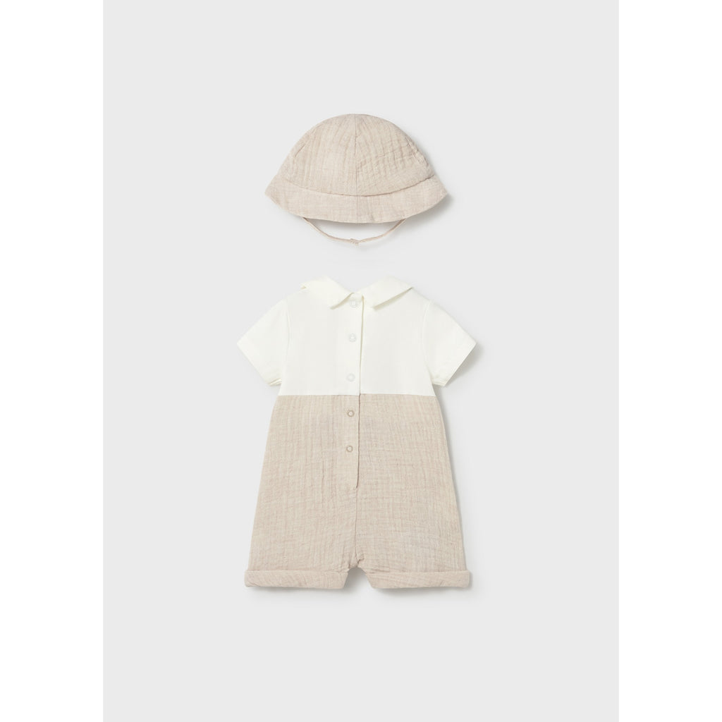 Pagliaccetto finta salopette con cappello neonato