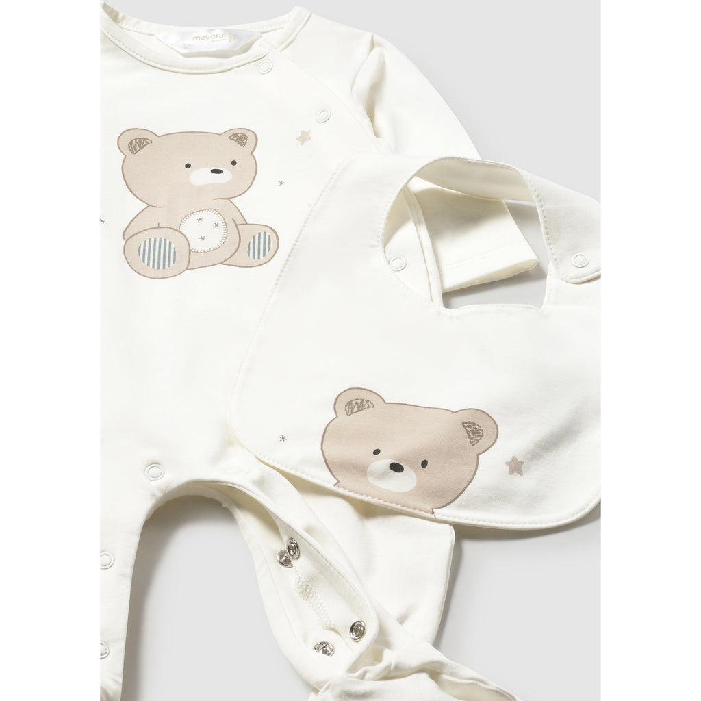 Pigiama serigrafia e bavaglino neonato