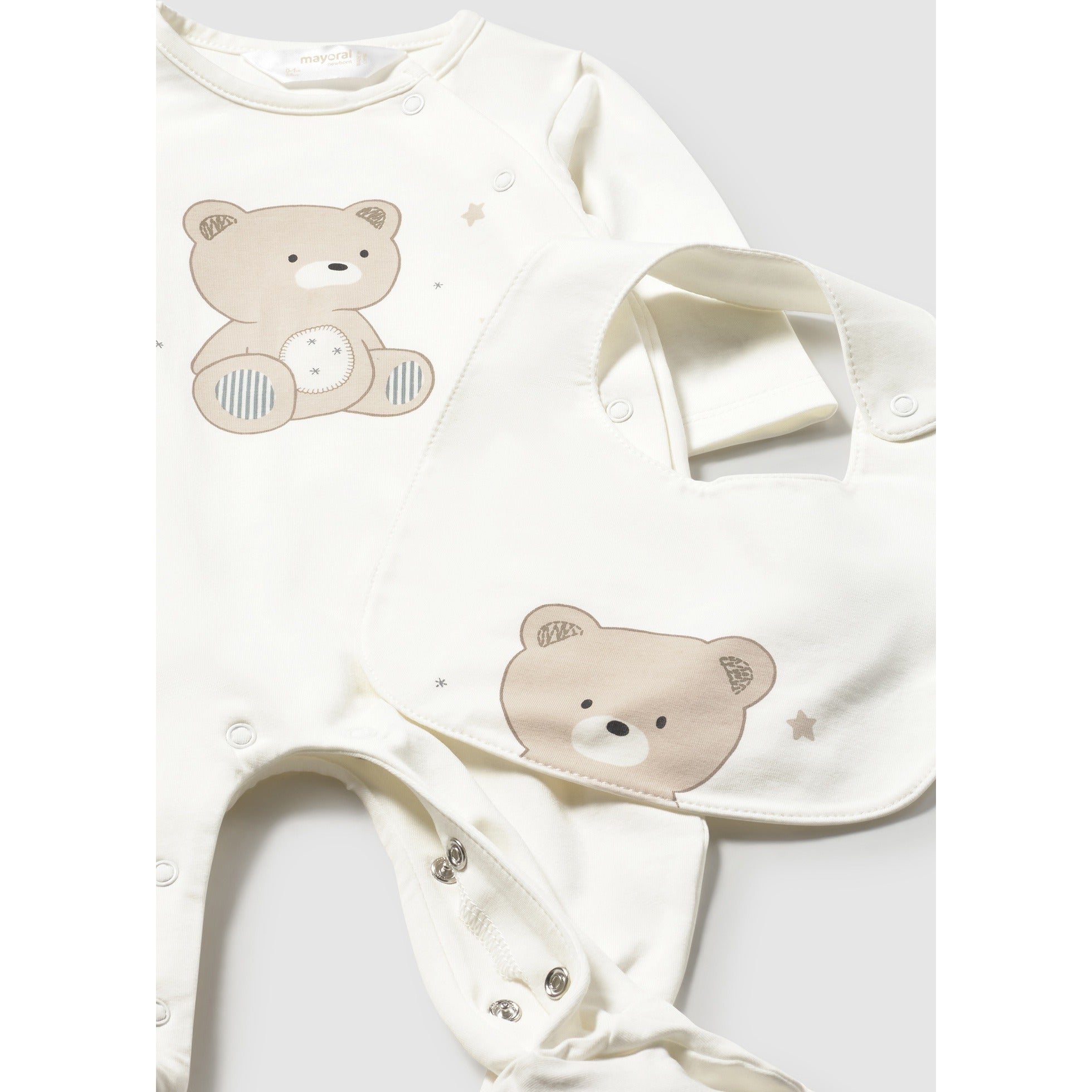 Pigiama serigrafia e bavaglino neonato