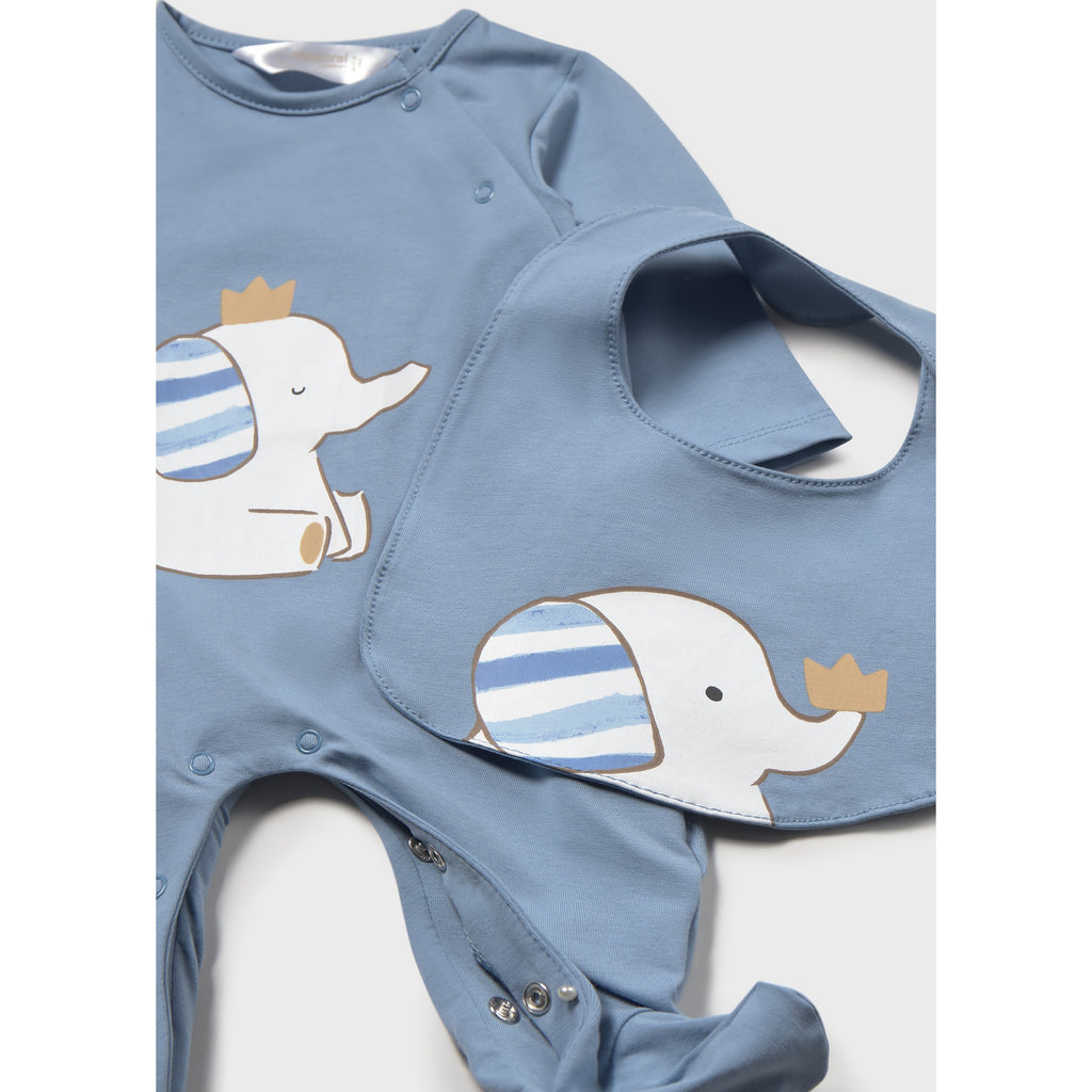 Pigiama serigrafia e bavaglino neonato