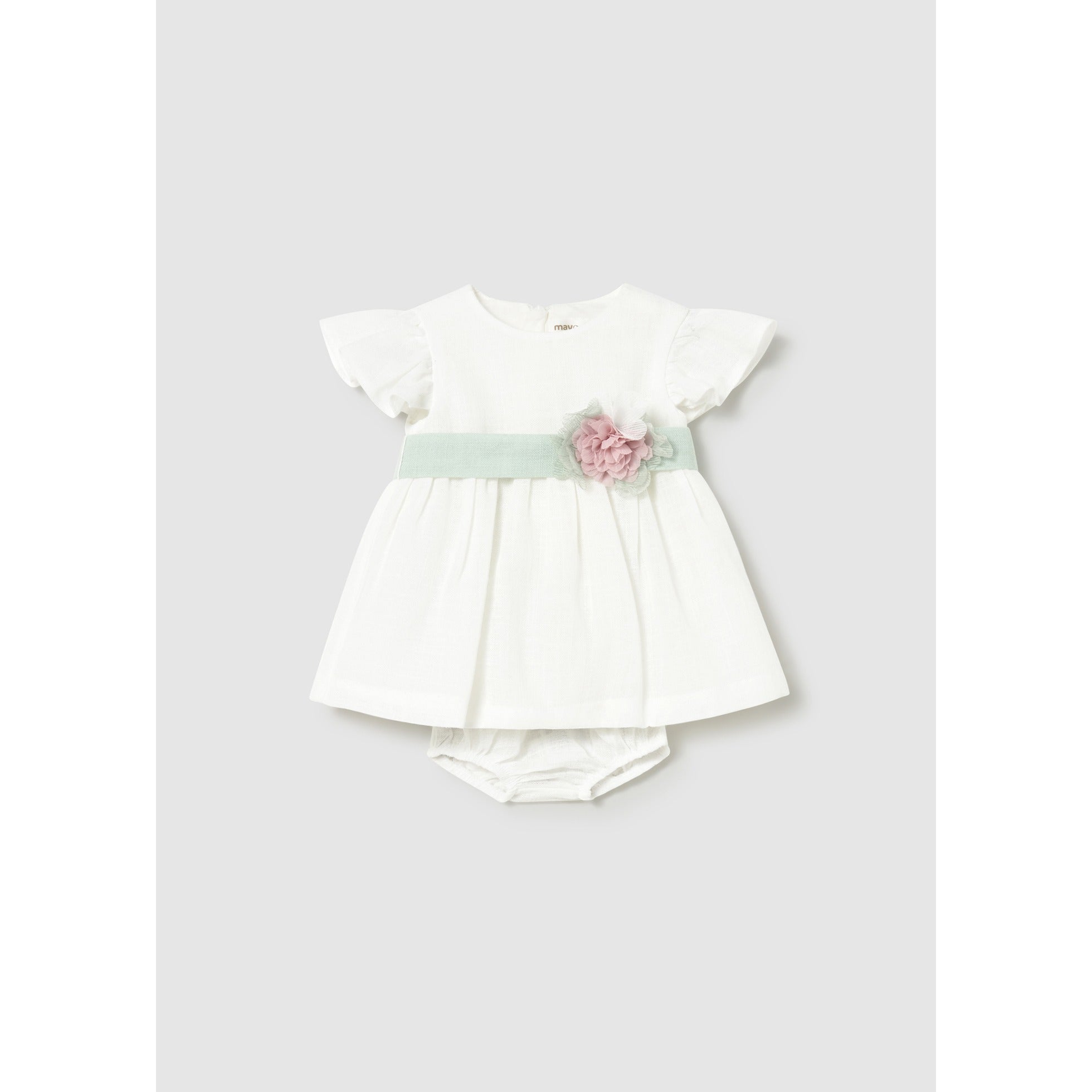 Vestito con copripannolino e fusciacca floreale cerimonia neonata
