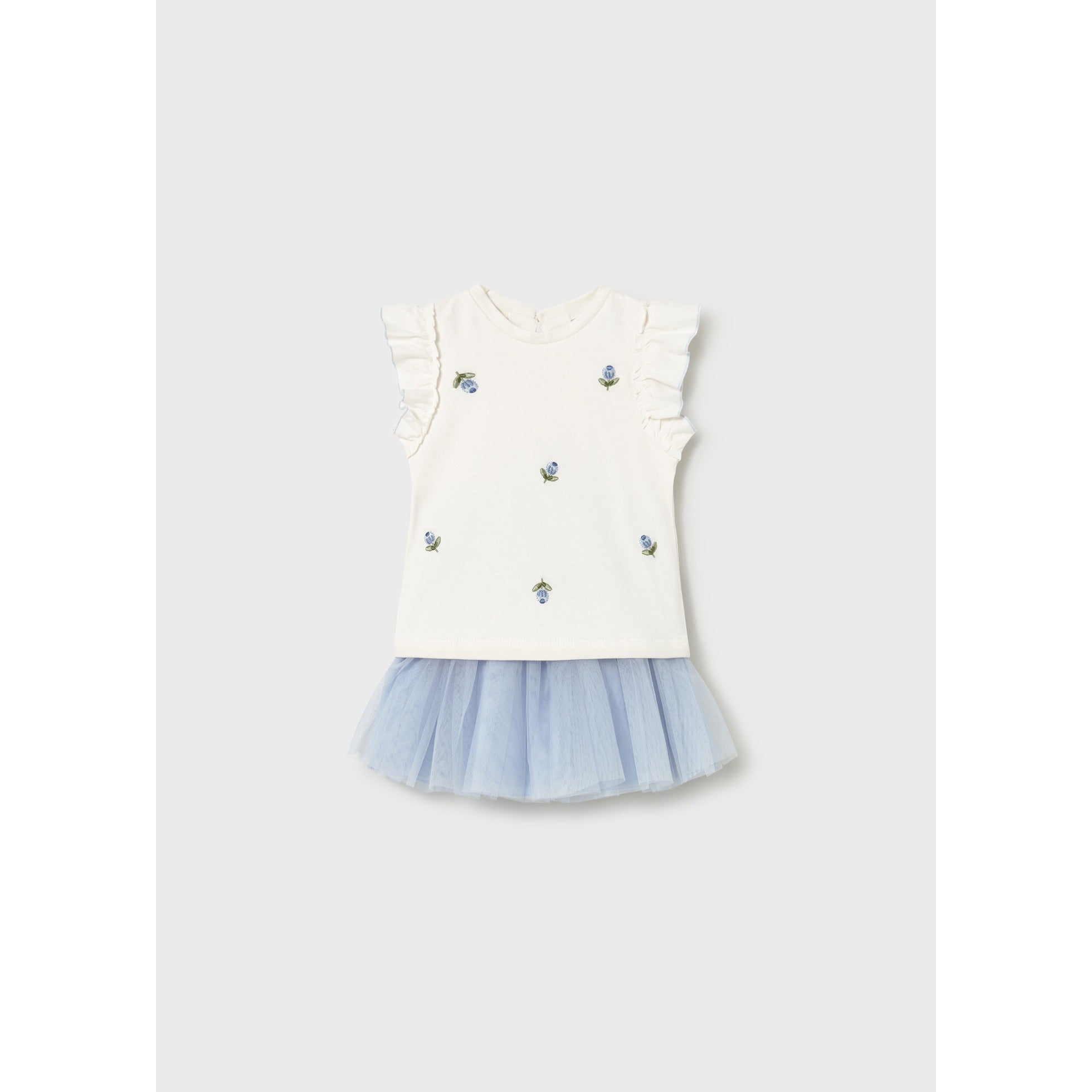 Completo gonna tulle e maglietta con volant neonata