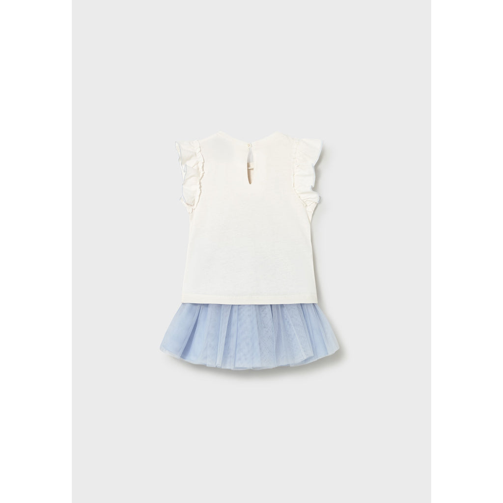 Completo gonna tulle e maglietta con volant neonata