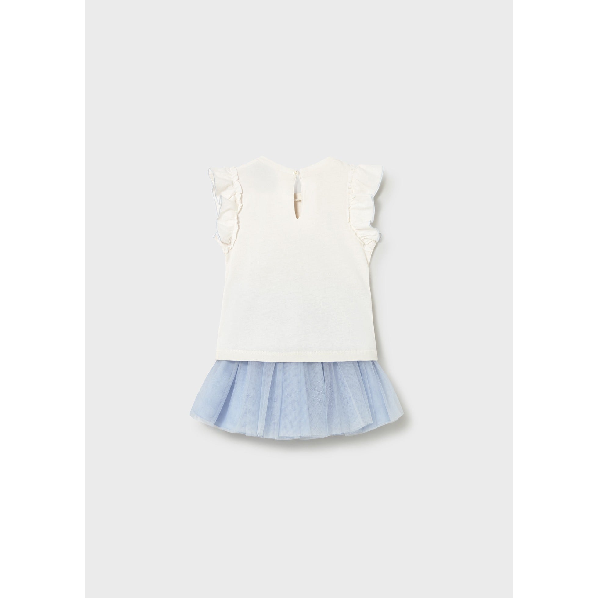 Completo gonna tulle e maglietta con volant neonata