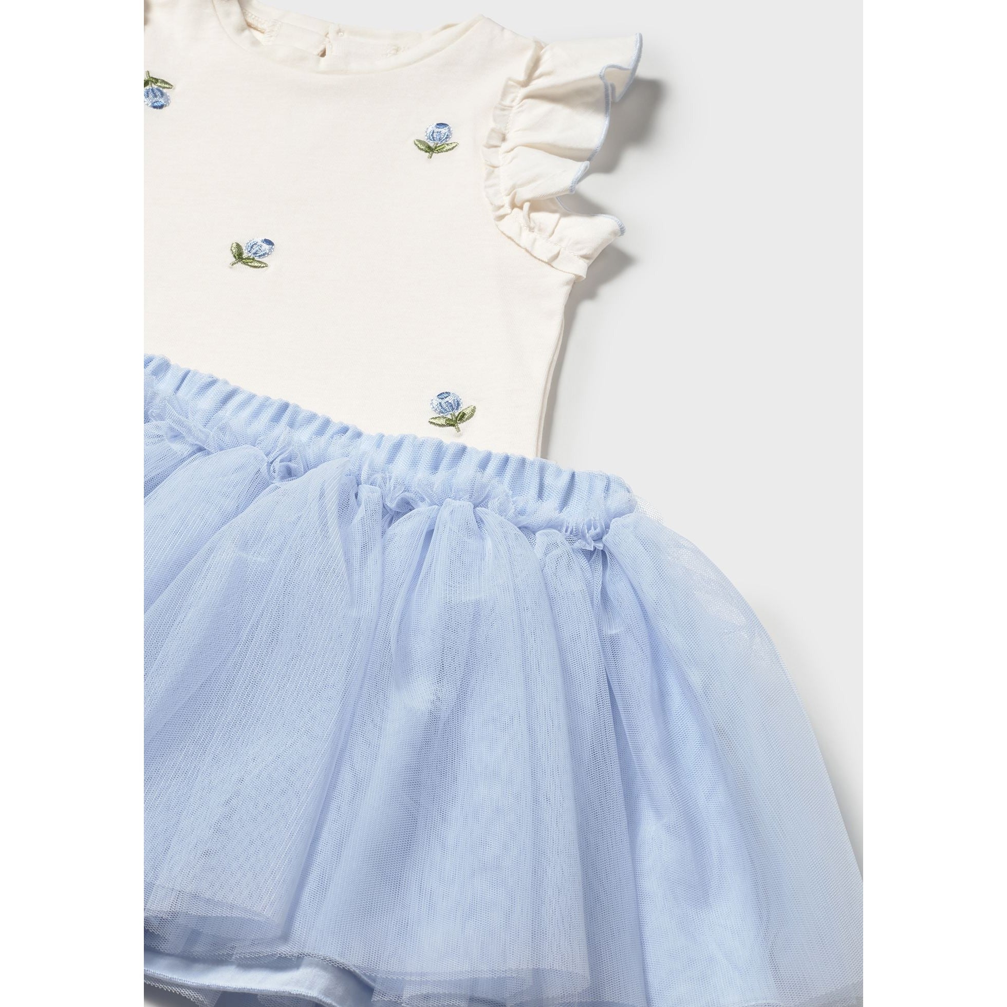 Completo gonna tulle e maglietta con volant neonata